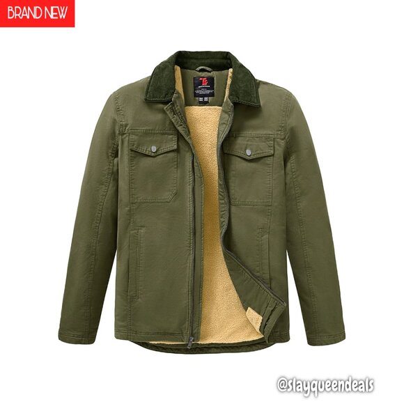 Other - Men's Heavyweight Sherpa-Lined Work Jacket, 5 Pockets, Full Zip, Cotton